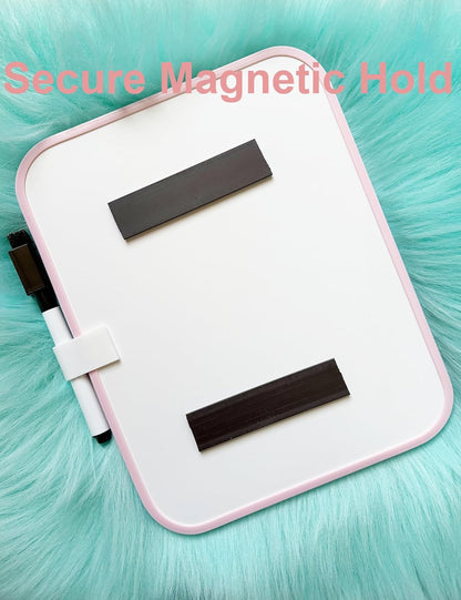 Magnetic Small Dry Erase Board for School Locker, 6" x 8" Small Whiteboard with 4 Marker and 7 Magnets - Mini Drawing Teaching Whiteboard for Classroom, Home, Office, Travel(Pink)