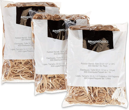Amazon Basics Assorted Size and Color Rubber Bands, Strong Elastic Stretch Office Supplies, 0.5 lb. Variety Assortment