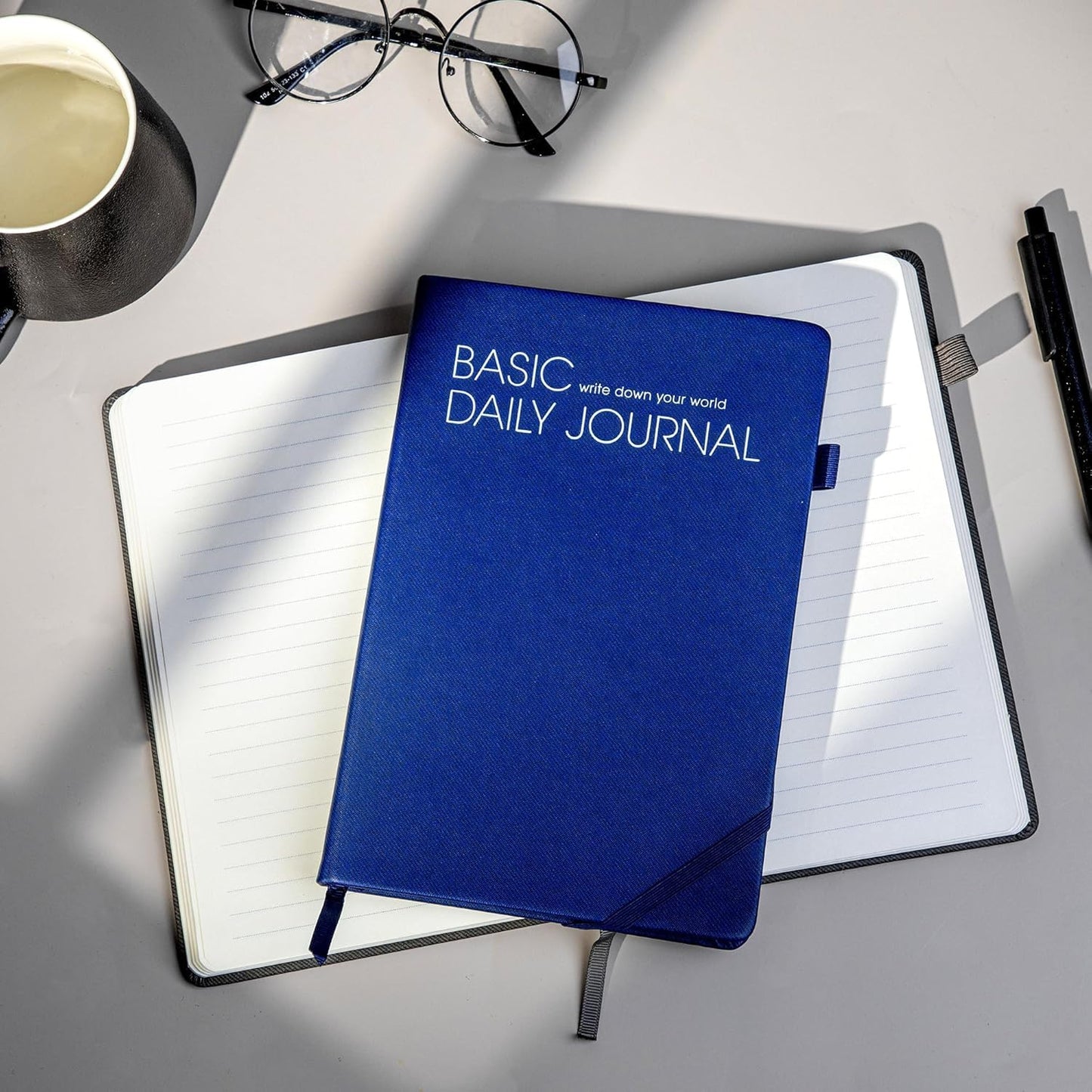 CAGIE Journal Notebook for Women Men, Hardcover Lined Notebooks Journals for Writing Work Journaling Note Taking Diary with Pen Loop (Black Ruled), Gifts, 5.7" x 8.3", 196 Pages