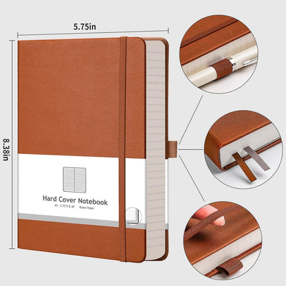 AHGXG 8.5''×11'' Notebook College Ruled - Large A4 Notebook Lined Journal - 320 Pages Thick Journal for Writing, 100gsm Thick Paper, Leather Softcover, for Work School - Black