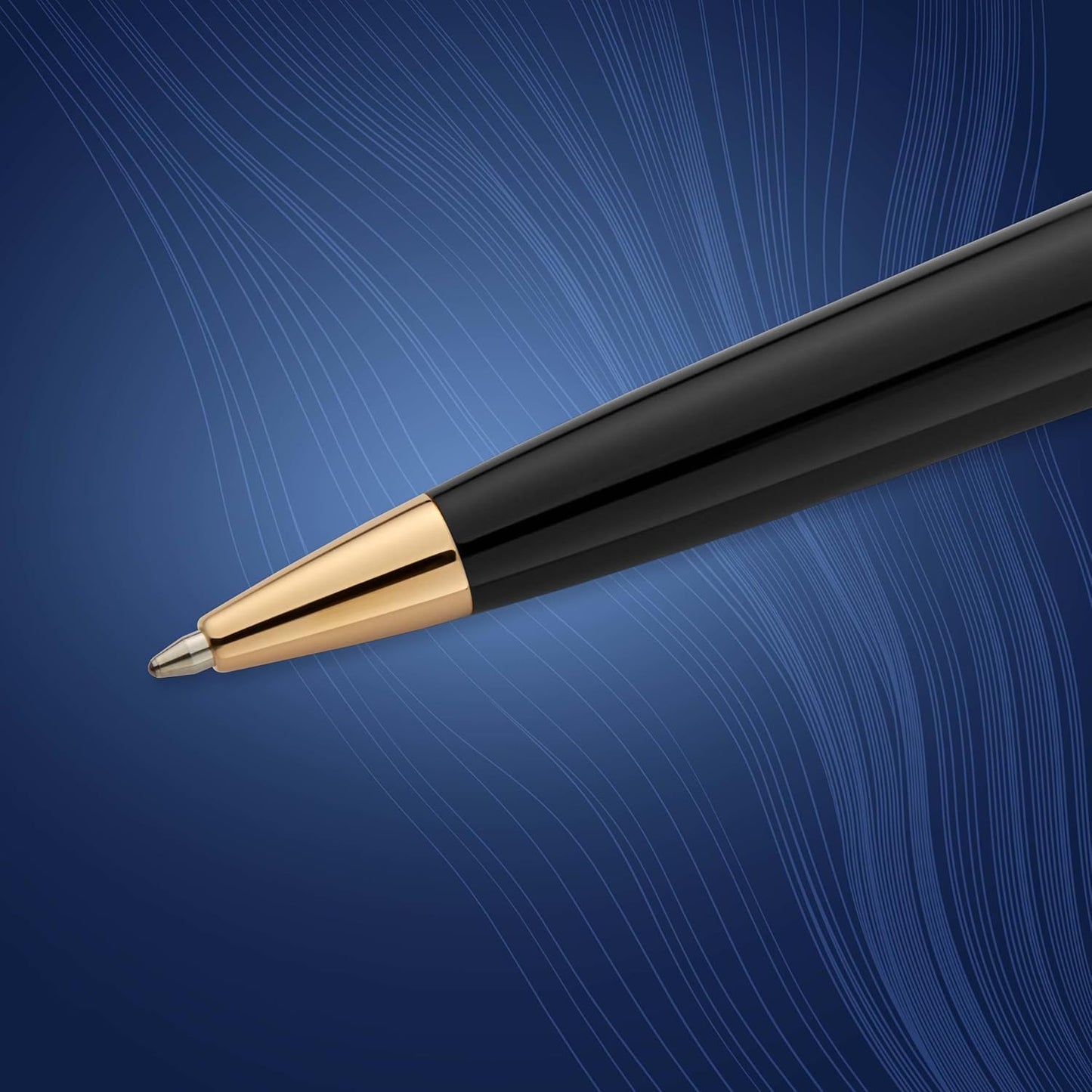 Waterman Expert Ballpoint Pen, Gloss Black with Chrome Trim, Medium Tip, Blue Ink, Luxury Pen in Gift Box - Supreme Writing Comfort, Signature Style, Polished, Professional