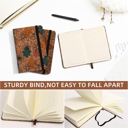 BOBO RABBIT 3 Pack Pocket Journal Notebooks Small Mini Notebook for Note Taking Little Compact A6 Size Hardcover Cork Notepads for School Office Traveler Diary, 3.7"x5.7", Total 600 Pages