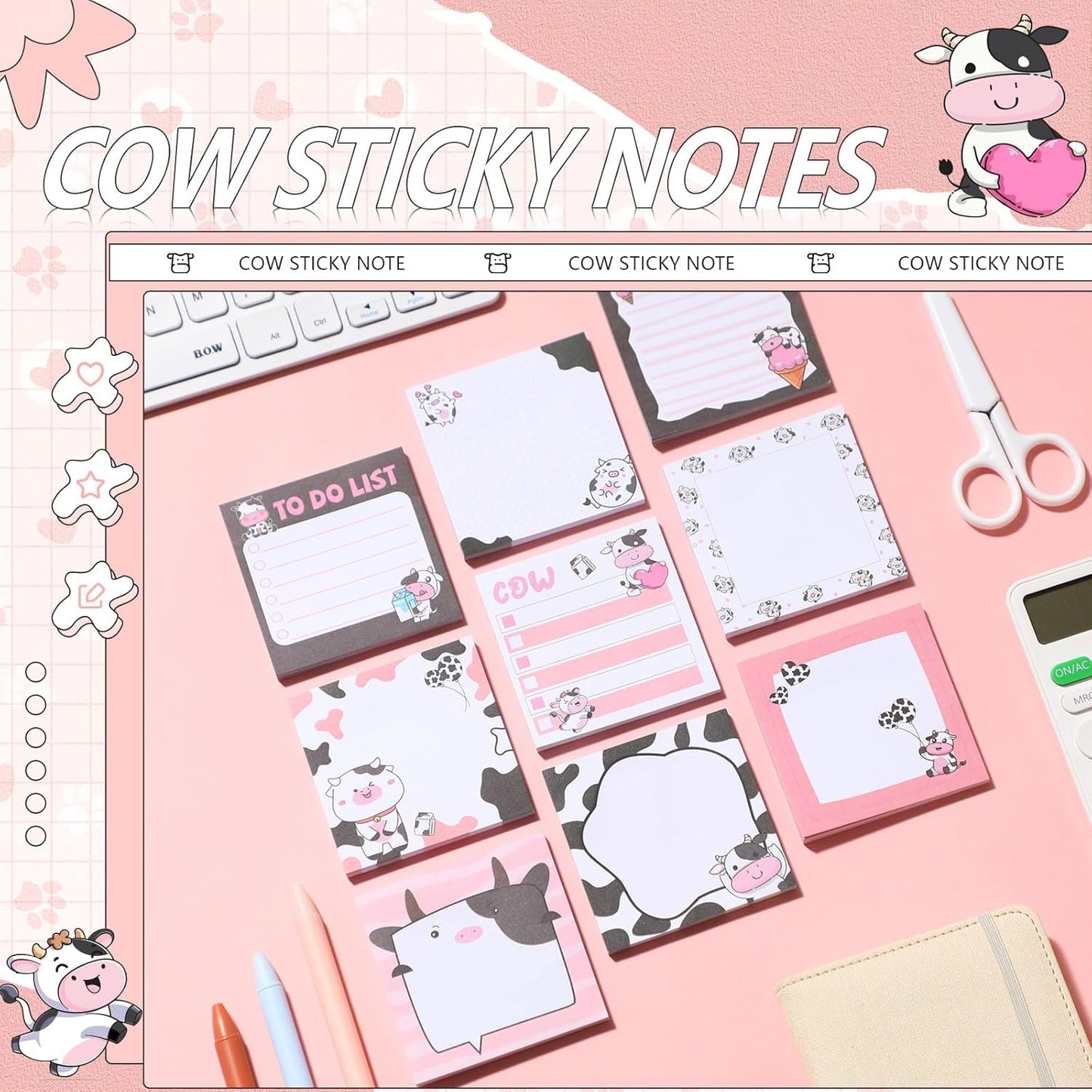 9 Pads Wildflower Sticky Notes 3x3 Inch Cute Self Stick Notepads Notes Adhesive Memo Pad Office Decor Gifts for Students School Teacher Meeting Office Supplies
