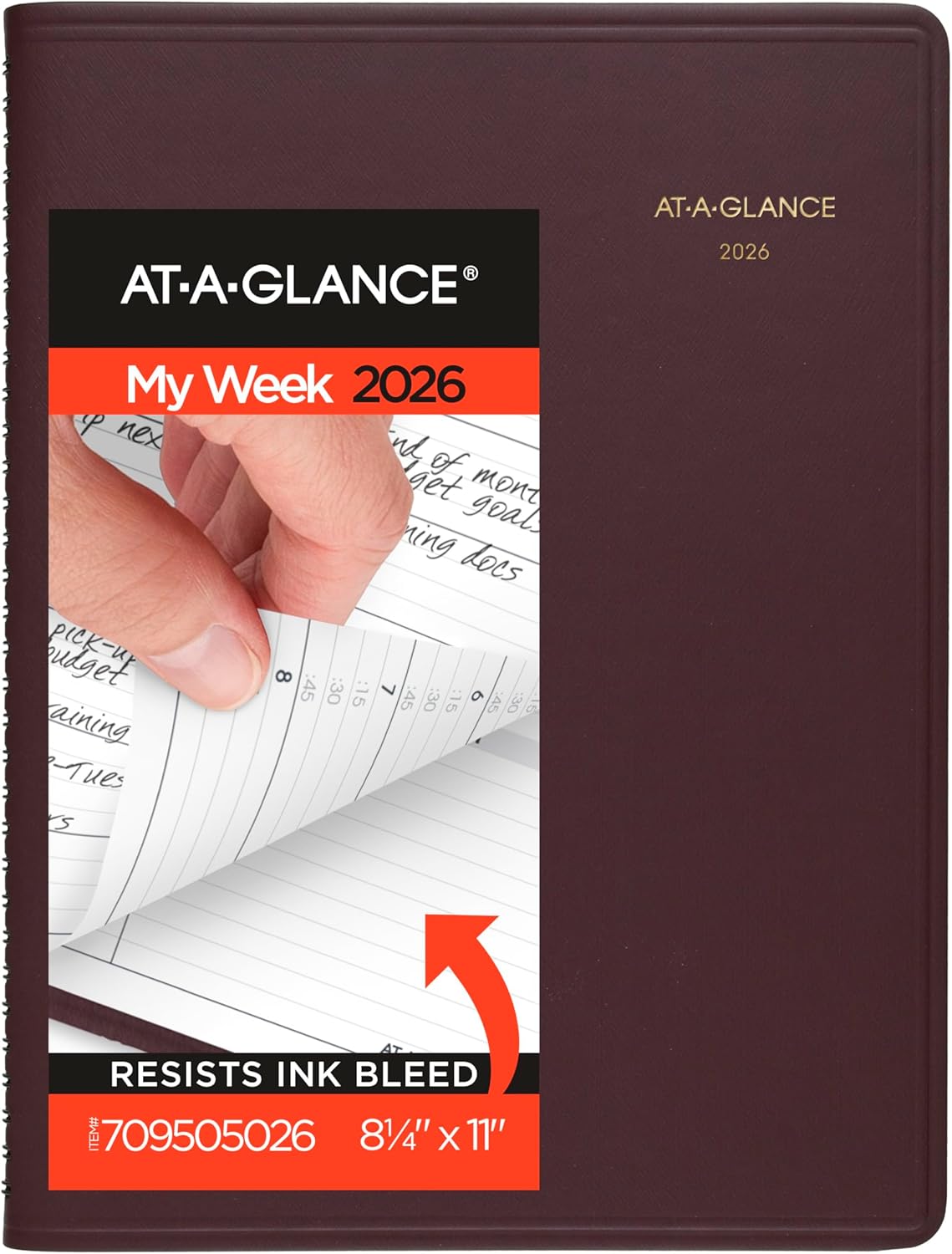 AT-A-GLANCE 2026 Appointment Book Planner, Weekly, 8-1/4" x 11", Large, Black (709500526)