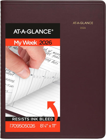 AT-A-GLANCE 2026 Appointment Book Planner, Weekly, 8-1/4" x 11", Large, Black (709500526)