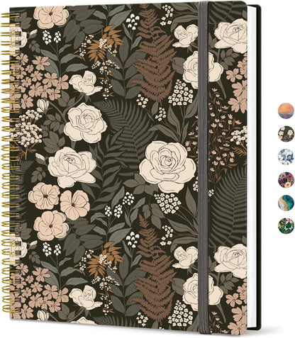 Taja Large Spiral Lined Journal for Women, 8.5" x 11" Notebooks for Work Collge Ruled, A4 Aesthetic Cute Journaling Notebooks for Writing, Plastic Cover, Celestial