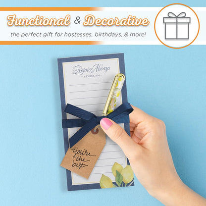 Christian Art Gifts Compact Magnetic Notepad & Medium Ballpoint Pen Set: Trust in the Lord Inspirational Scripture, Shopping Lists, Memos, Reminders, 70 Lined Easy Tear-off Sheets, Purple/Teal Floral