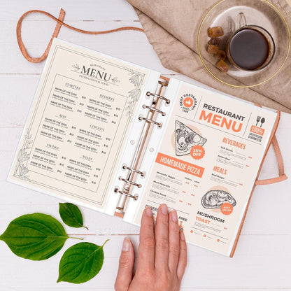 VOKOY 100 Pack 5.5x8.5 Inch Sheet Protectors for 3 or 6 Ring A5 Binder, Half Letter Size 7 Holes Mini Heavy-Duty Sheet Protector Sleeves Crystal Clear Playbill Binder Pockets
