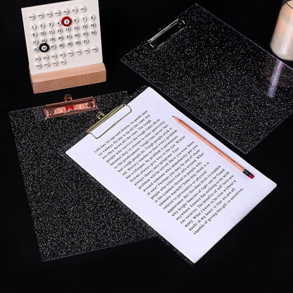 JIARI Acrylic Glitter Clipboard, Office Letter Size 8.5 x 11 Inches, A4 Paper Size, 1 Pack (Glitter-Rose Gold)