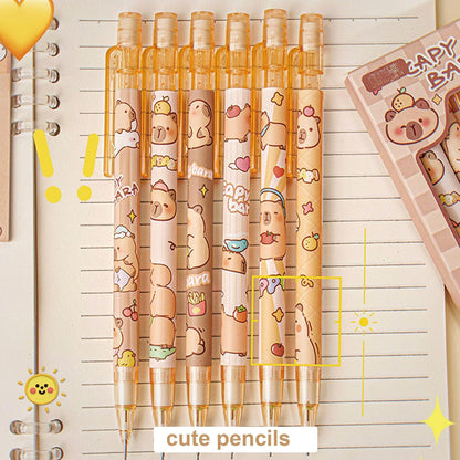 MOZXIRZ 4 Pcs Cute Mechanical Pencils with Top Eraser 0.5mm Cartoon Space Mechanical Pencil School Pencil for Women (6pcs Space)
