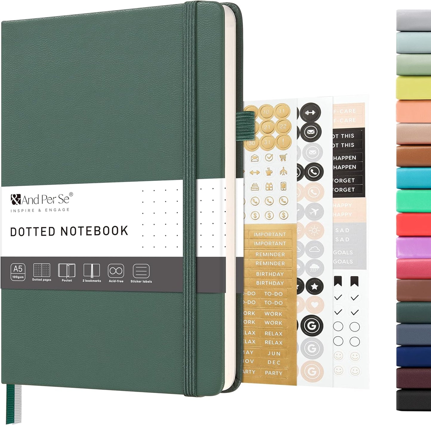 &And Per Se Lined Journal Notebook – A5 5.7”x8” College Ruled, 160 Pages, 100gsm Thick Paper, Journaling Notebooks for Writing (Black)