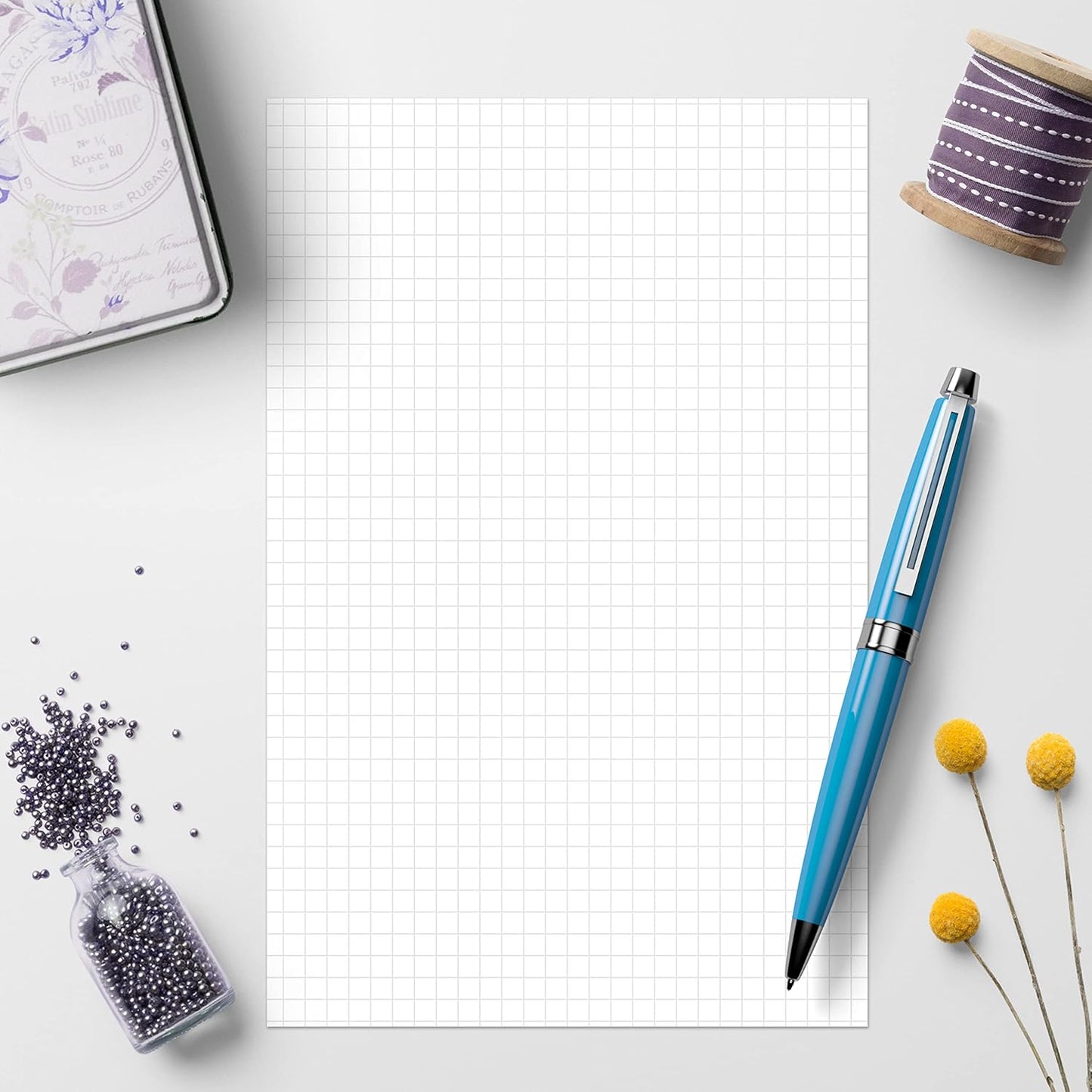 321Done Graph Paper Notepad - 50 Sheets (5.5" x 8.5") - 0.20" Grid Planning Note Pad - Thick Premium Paper - Made in USA - Plain White