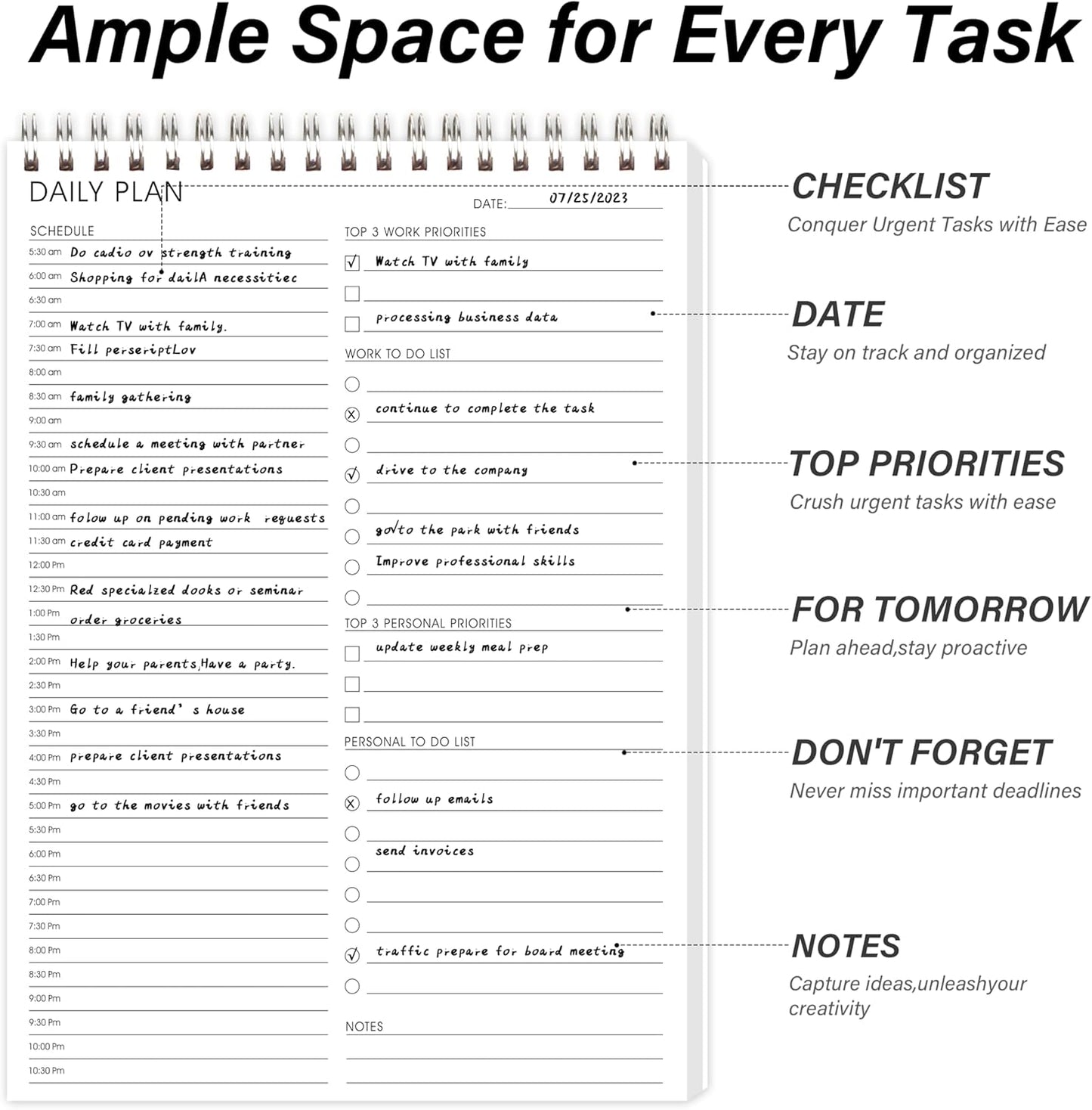 Weekly Planner Notepad,Spiral To Do List Undated Planning Pad, Weekly Organizer for Students, Weekly Agenda for Work & Daily Life, 52 Sheets, 6.5 x 9.8 in (Green)