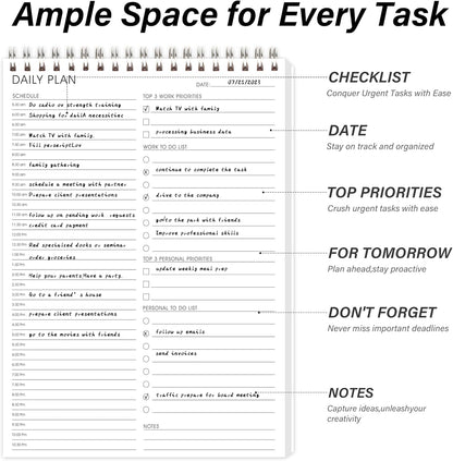Weekly Planner Notepad,Spiral To Do List Undated Planning Pad, Weekly Organizer for Students, Weekly Agenda for Work & Daily Life, 52 Sheets, 6.5 x 9.8 in (Green)