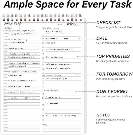Weekly Planner Notepad,Spiral To Do List Undated Planning Pad, Weekly Organizer for Students, Weekly Agenda for Work & Daily Life, 52 Sheets, 6.5 x 9.8 in (Green)