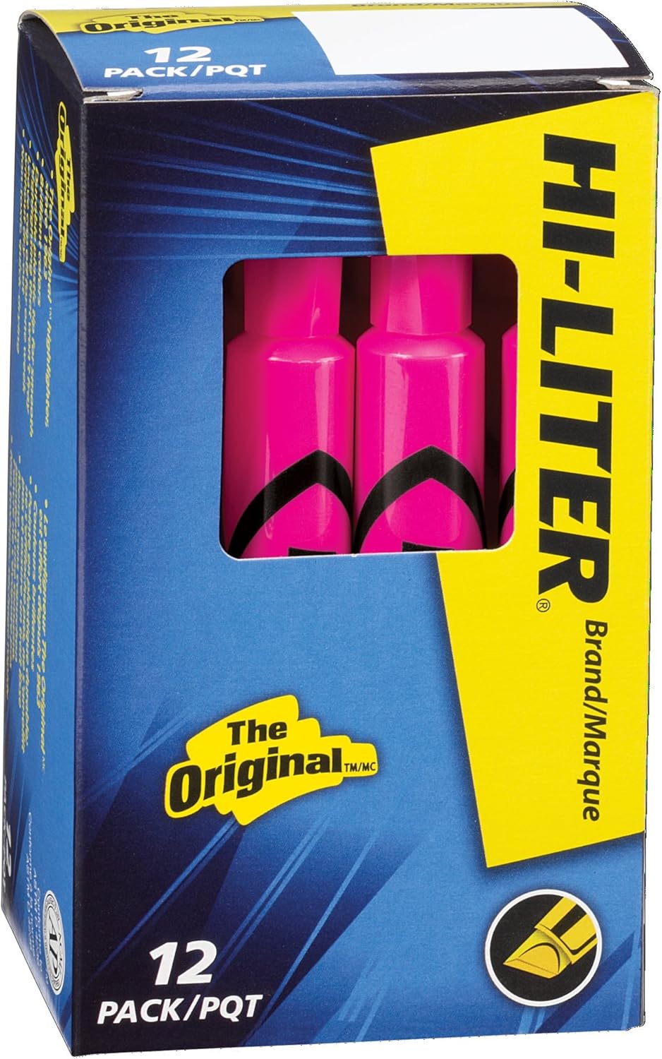 HI-LITER Desk Style Highlighters, Fluorescent Pink, Box of 12 (24010), Chisel Tip
