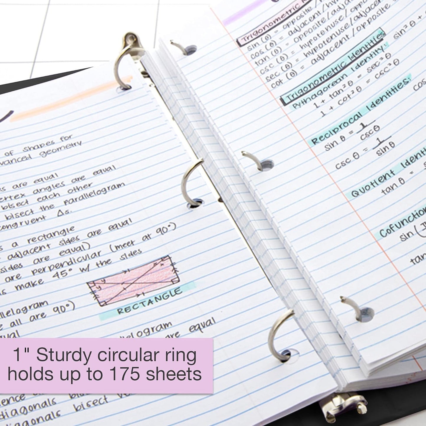 BAZIC Products 3 Ring Binder - Green, Economy View Binder with Clear Overlay Cover and Round Rings, Organizer for School Office Home Use, 1-inch Capacity Holds 175 Sheets Paper, 12-Pack