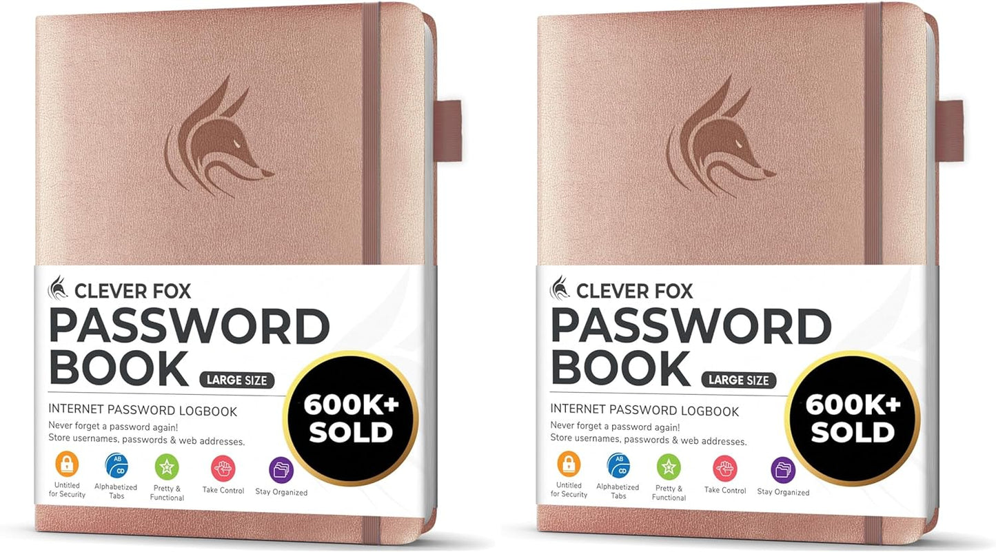 Clever Fox Password Book with alphabetical tabs. Internet Address Organizer Logbook. Small Pocket Password Keeper for Website Logins (Orange)