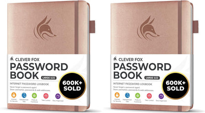 Clever Fox Password Book with alphabetical tabs. Internet Address Organizer Logbook. Small Pocket Password Keeper for Website Logins (Orange)