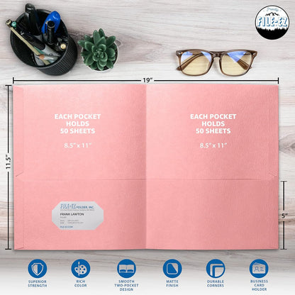 FILE-EZ Two-Pocket Folders, Navy Dark Blue, 25-Pack, Textured Paper, Letter Size (EZ-32523)