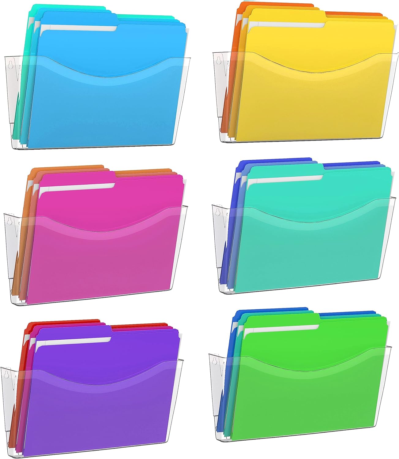 Kuntine.B 3 Pack Clear Single Pocket File Holder Hanging Wall Organizer, Wall Mount Mails Magazines Organizer for Office and Home