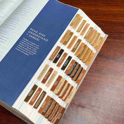 Thinkor Reposition Laminated Bible Tabs, Large Print Stickers, Easy to Read & Apply Bible Tabs for Women & Man (Earthy Brown)