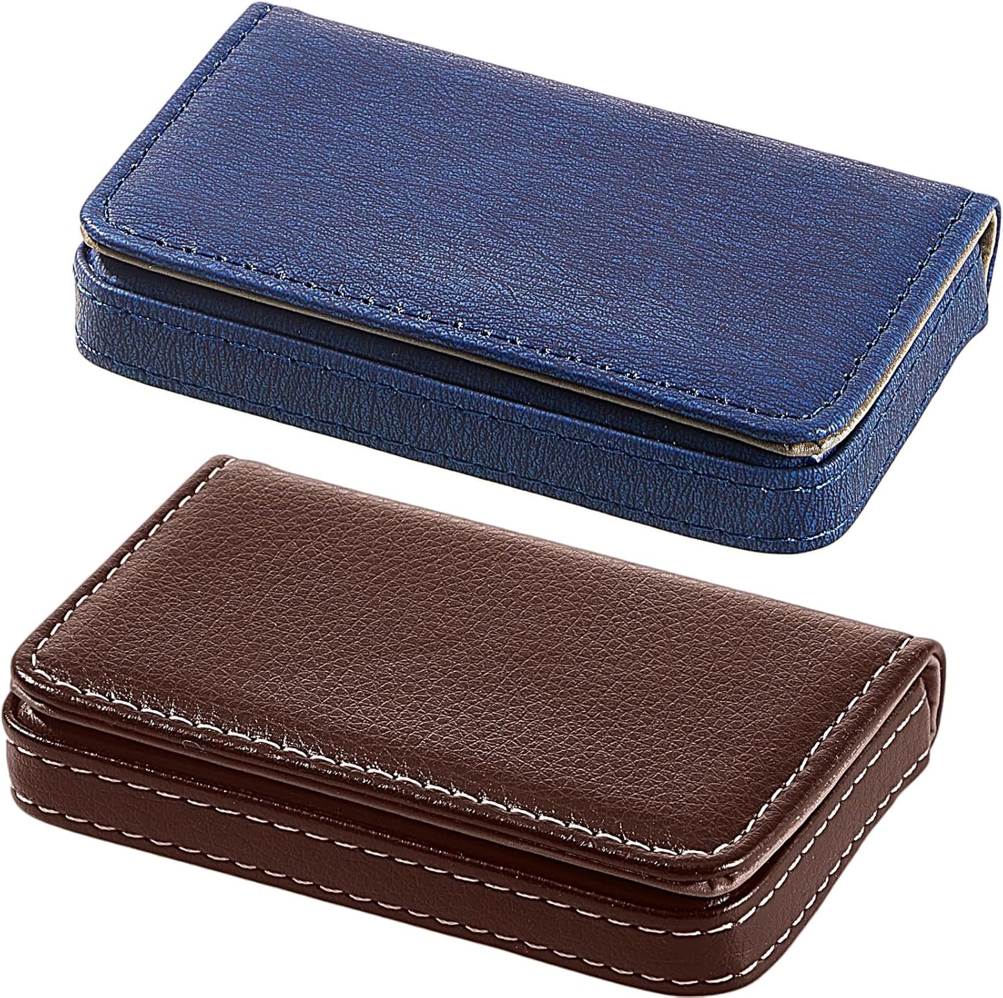 Outus 2 Pcs Business Card Holder, PU Leather Business Card Case Pocket Wallet with Magnetic Shut for Valentines Gift Adult(Black and Coffee)