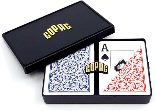 Copag 1546 Design 100% Plastic Playing Cards, Poker Size (Standard) Red/Blue (Jumbo Index, 6 Sets)