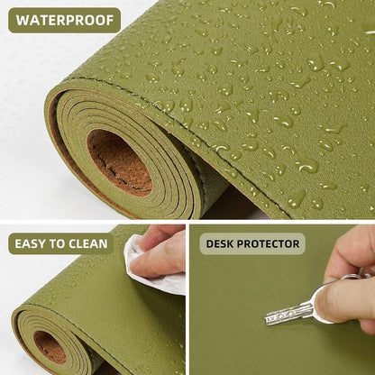 Large Desk Mat 47.2" x 17" Leather Desk Pad Protector with Natural Cork & PU Leather, Non-Slip Office Desk Mat, Large Mouse Pad, Waterproof Desk Blotter pad for Office&Home(Black)