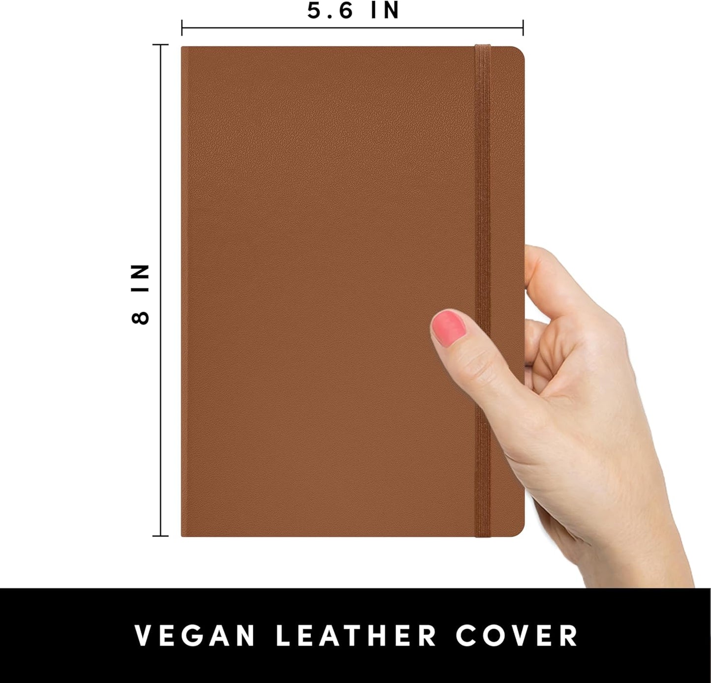 PAPERAGE Lined Journal Notebook, (Black), 160 Pages, Medium 5.6 in x 8 in - 100 GSM Thick Paper – Hardcover Journaling Notebook for Work, School & Note Taking
