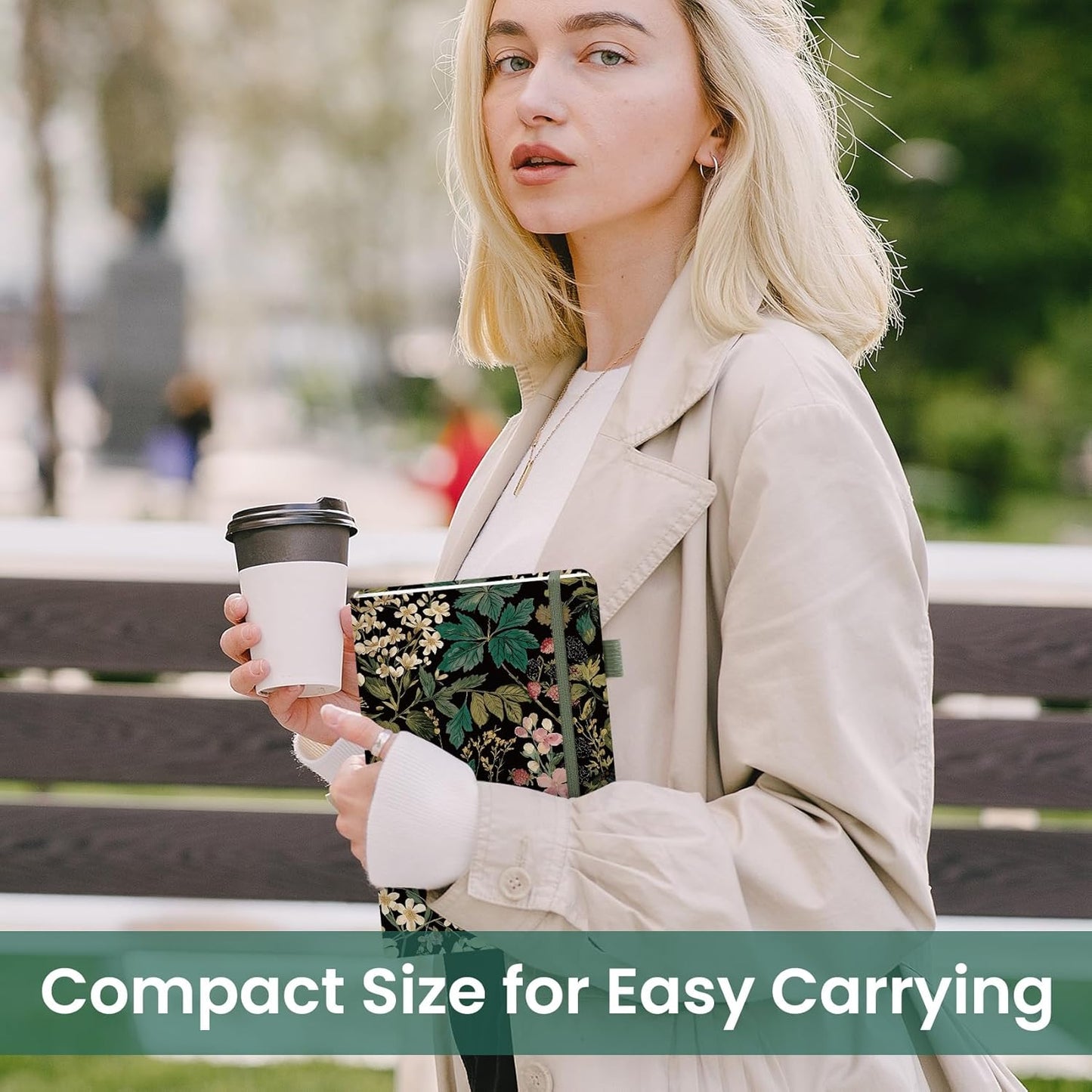 Taja Pretty Lined Journal for Women, Aesthetic Cute Hardcover Leather Journal for Writing, A5 College Ruled Notebook for Work & Note Taking, Perfect for Office School Home, 160 Pages, Meadow Flowers
