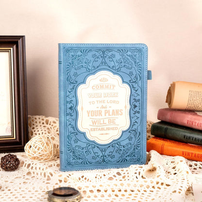 MINICAGIE Journal Notebook for Men Women Gifts Hardcover Leather Mens Journals for Writing 288 Pages 100 Gsm Paper Thick Journaling Notebooks for Work Diary, 5.7x8.3 In, Blue