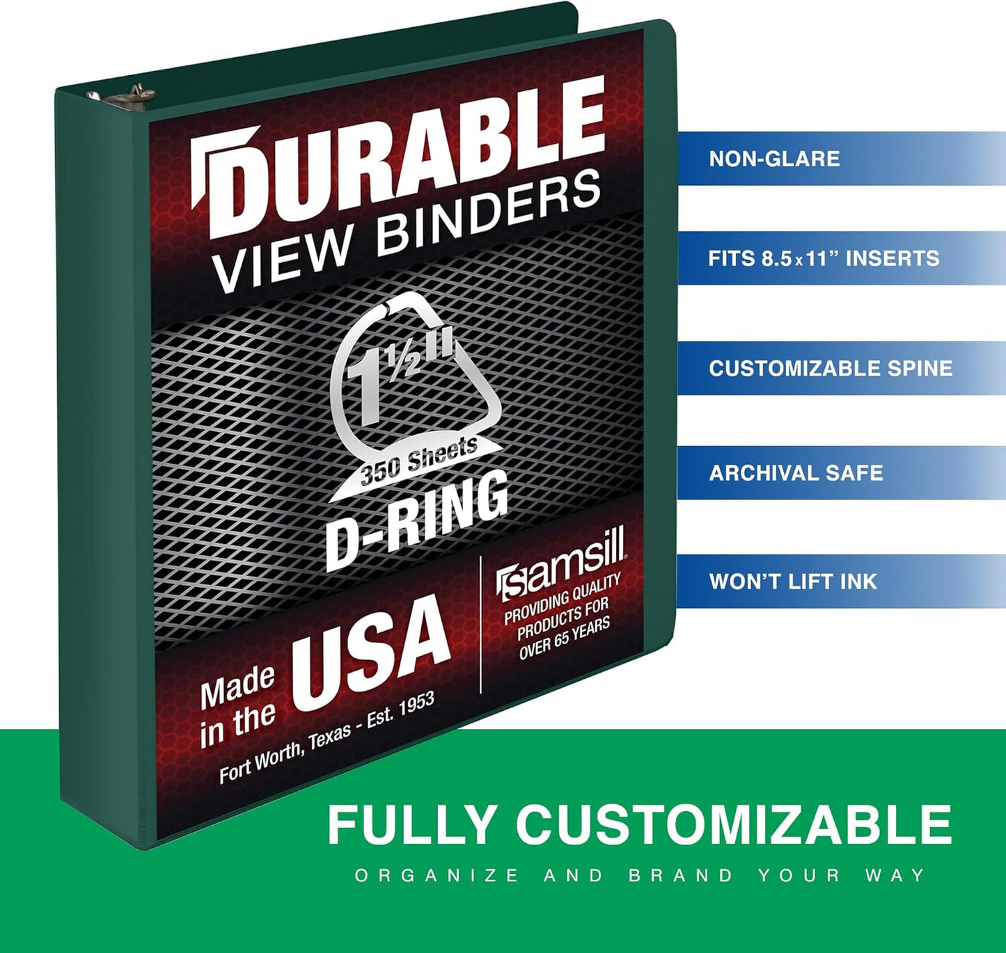 Samsill Durable 4 inch 3 Ring Binder, D Ring Binder, 100% Recycled Chipboard, Black, 2 Pack