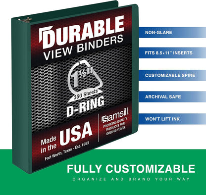 Samsill Durable 4 inch 3 Ring Binder, D Ring Binder, 100% Recycled Chipboard, Black, 2 Pack