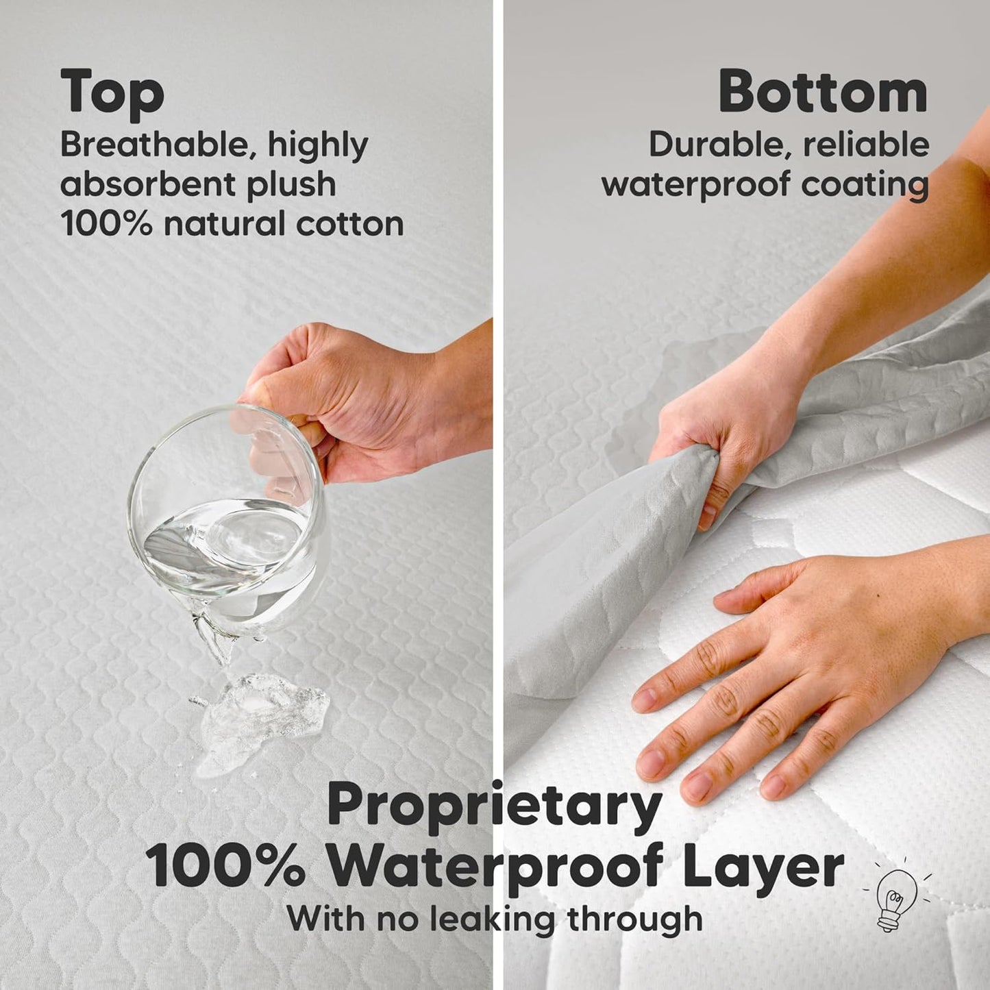 2-Pack Waterproof Crib Mattress Protector Cover Fitted - Quiet Baby Crib Mattress Pad Sheets, 52" x 28" Soft Quilted Cotton Baby Sheet, Machine Washable, Easy Fit, Durable (Soft White/Mavy)