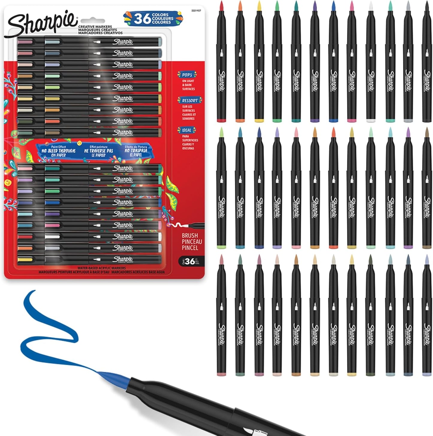 Sharpie Creative Markers Variety Pack, Water-Based Acrylic Paint Markers, Fine Tip, Assorted, 24 Count
