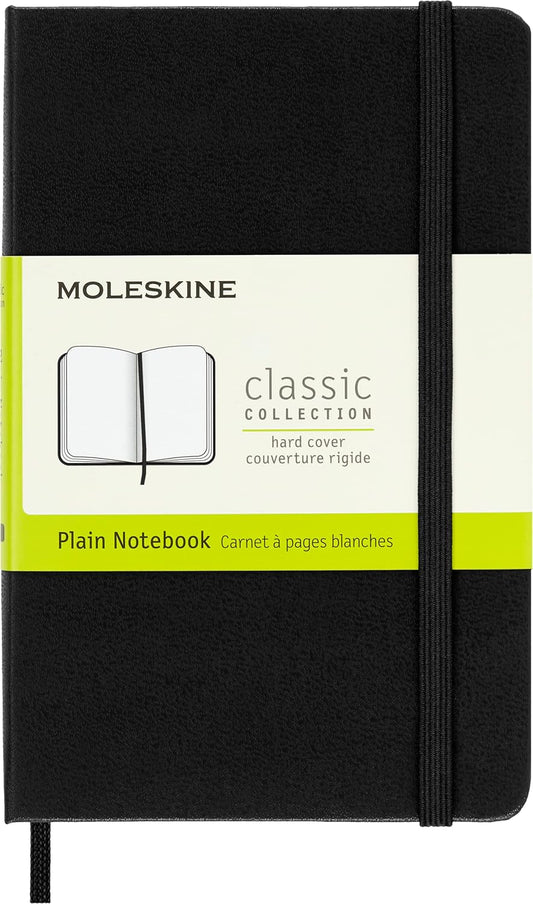 Caderno Clássico, Preto, Capa Dura, Sem Pauta, Tamanho Bolso