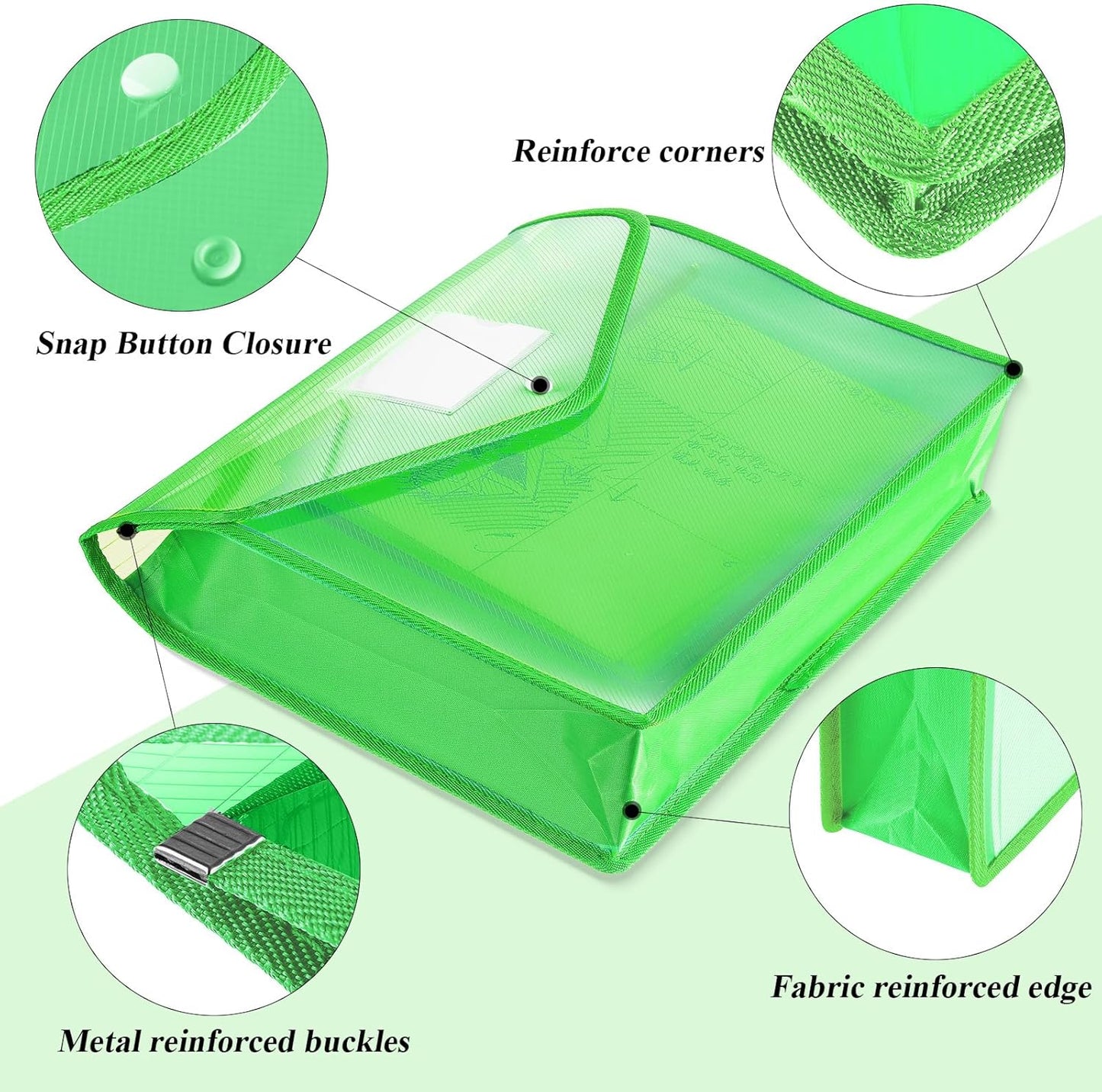 10 Pieces Plastic File Folders Envelope Expanding File Wallet Organizer Documents Folder with Snap Closure and Pocket, A4 Size Waterproof Transparent Pouch(White,Horizontal)