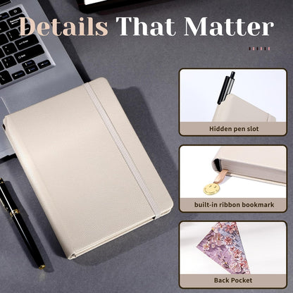 CAGIE Lined Journal for Men Women, Tree Growth Ring Leather Bound Journal Notebook, 256 Pages 100 GSM Journals for Writing, A5 Hardcover Journaling Notebooks for Work, Note Taking