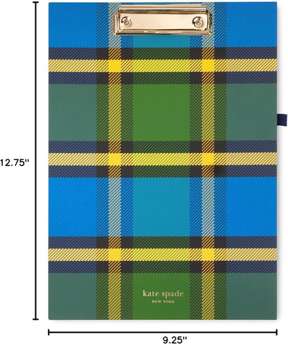 Kate Spade New York Clipboard Folio with Low Profile Clip, Black Professional Padfolio Includes Lined Notepad, Pen Loop, and Pocket, Polka Dots