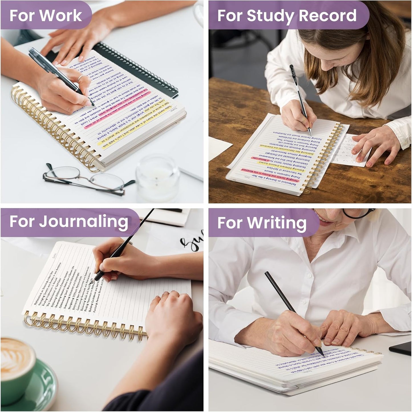 Lined Spiral Notebook Journal for Work, 300 Pages Thick B5 (7.1"x10") College Ruled Journal for Women & Writing, Hardcover Notebook for Note Taking, Perfect for Office Home School Supplies, Purple