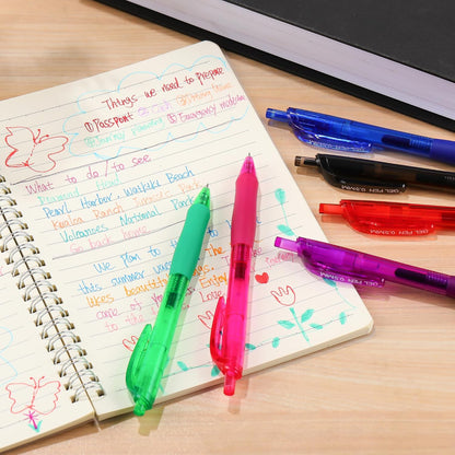 USUAL Gel Pens 0.5 mm,12 Pack Retractable Black Ink Pen Fine Point Rollerball Pens,Quick Dry Smooth Writing,No Bleed for Journaling Note Taking, Home School Office Supplies