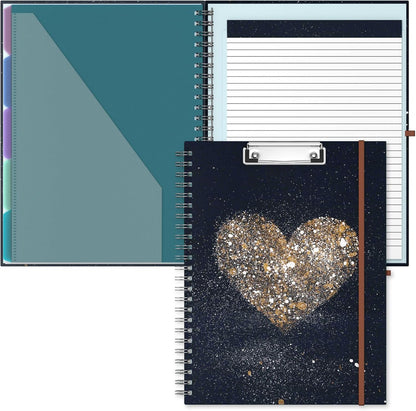 Hongri Clipboard Folio with Refillable Lined Notepad, 8.5 x 11 Folders with Storage 10 Pockets, Spiral Portfolio, Size 12.8X 9.7 in, Office & School Supplies, Skeleton