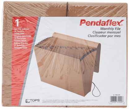 Pendaflex Expanding Kraft File with Flap, Jan.-Dec. Index, 12 x 10, 1 per Box (K-17M-OX),Brown