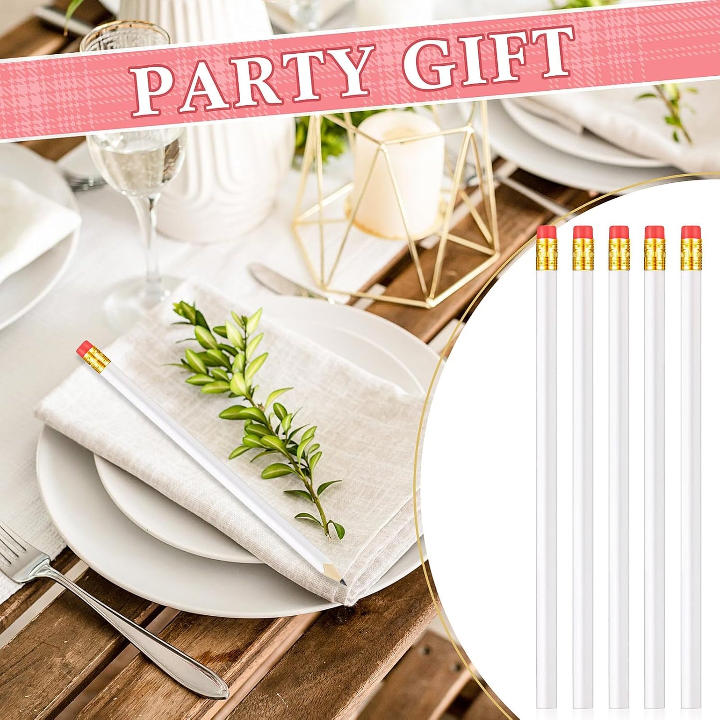 Tinlade 50 Pcs Triangular Grip Pencils Wood Wedding Pencils HB Graphite Pencil Pack Eraser for Baby Shower Drawing Sketching Bridal Shower Office Supplies(Pink)