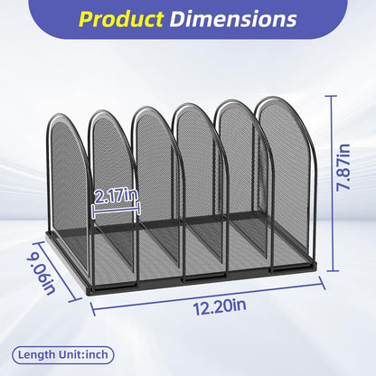 SUPEASY File Organizer for Desk, 5-Section Mesh Desk Organizer, Vertical File Holder Desktop Organizer File Sorter, File Folder Holder for Office Supplies, Black
