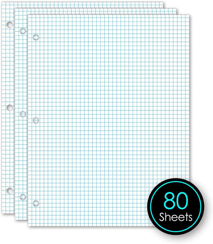 iScholar Quad Filler Paper, 4 Squares per Inch, 10.5 x 8 Inches, 80 Sheets (24844) White