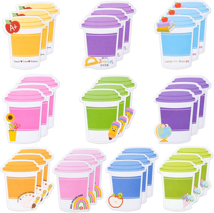 Xqumoi 30 Pack Teacher Sticky Notes - Funny Coffee Cup Self Sticky Notepads Writing Memo Pads for Teacher Appreciation Back to School Office Supplies Coffee Lover Gift Party Favors Goodies Bag Fillers