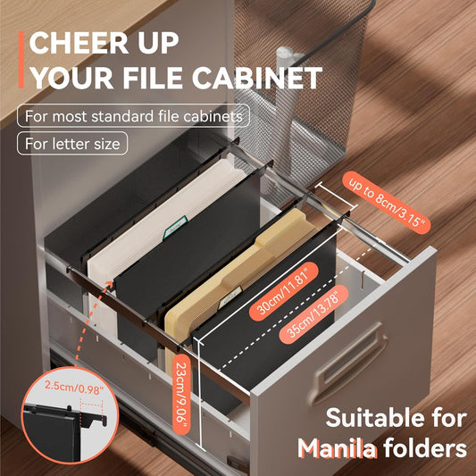 ThinkTex Plastic Expanding Hanging File Folders, 7 Innovative 1.2" Accordian Pockets, Large Capacity, Multi-Color Tabs, Letter Size for Filing Cabinet - 3 Packs