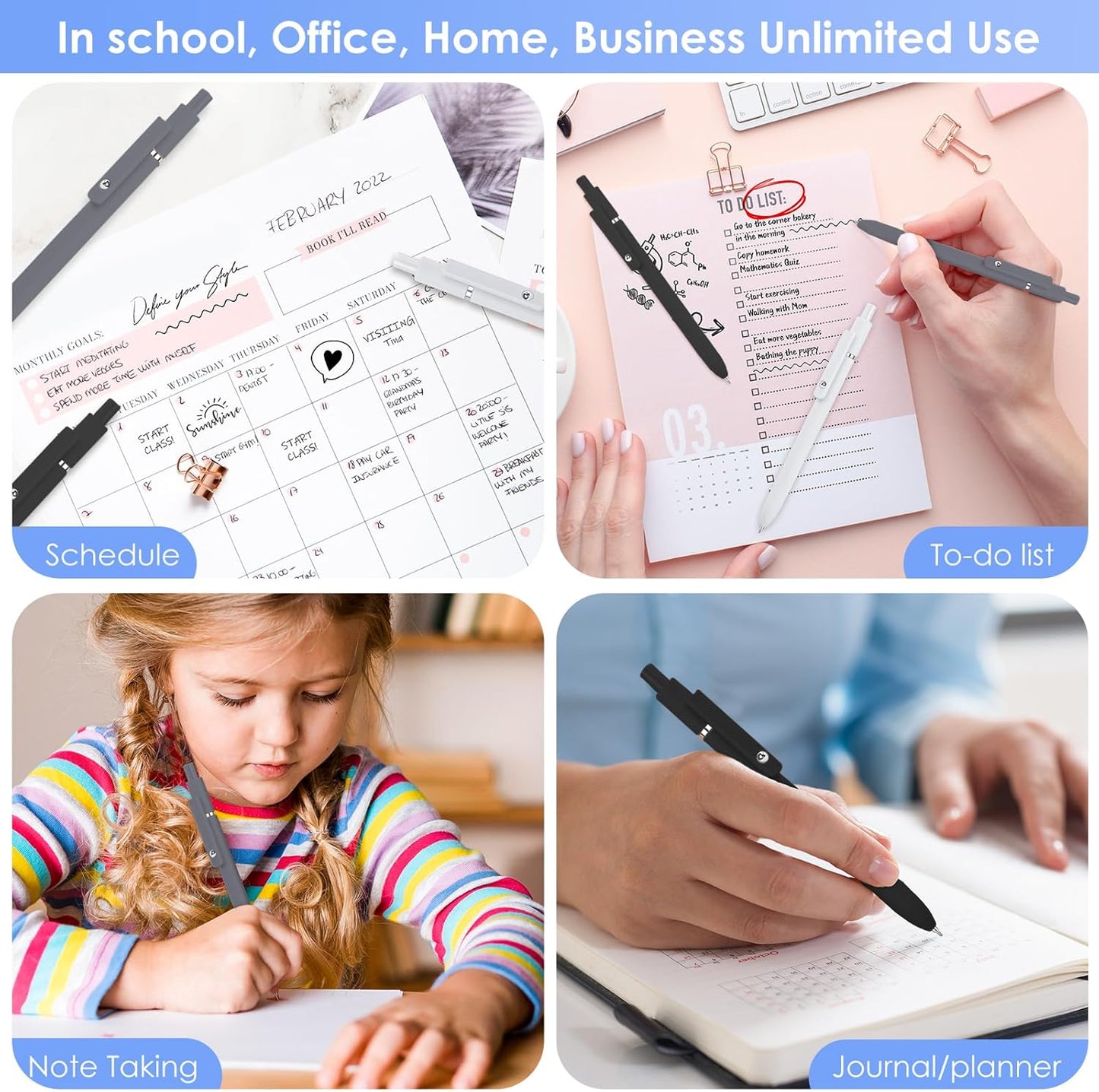 Donyang Gel Pens, 7pcs 0.5mm Black Ink Pens Quick Dry Fine Point Smooth Writing Pens for Journaling Note Taking, Cute Nurse Teacher Work Desk Accessories Office School Supplies Gifts for Women Men